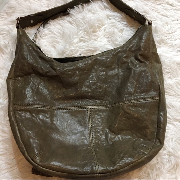 L.A.M.B Taupe Leather Saddle Hobo Purse Hand Bag - Picture 13 of 14